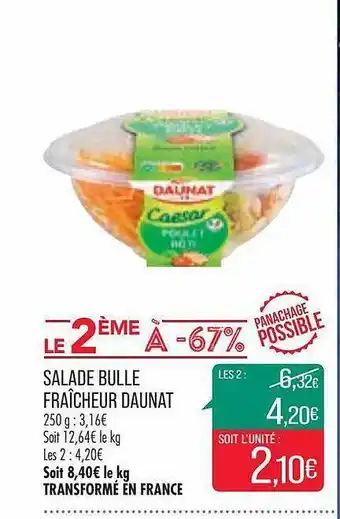 Match Salade bulle fraîcheur daunat offre