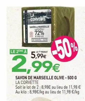 naturéO Savon de marseille olive la corvette - 500 g offre