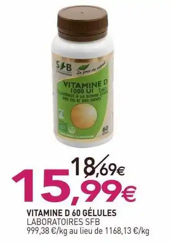naturéO Vitamine d 60 gélules laboratoires sfb offre