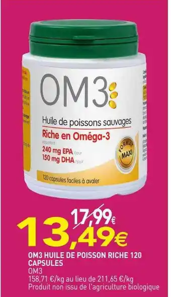 naturéO Om3 huile de poisson riche 120 capsules offre