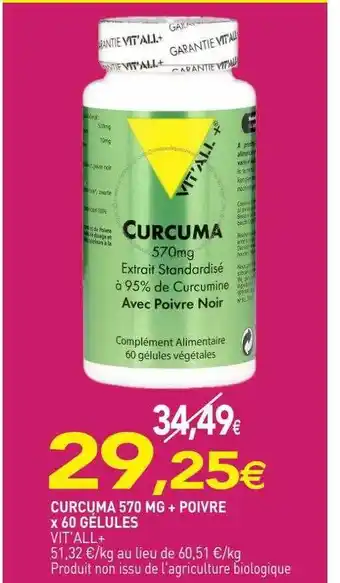 naturéO Curcuma 570 mg + poivre vit'all - x60 gelules offre