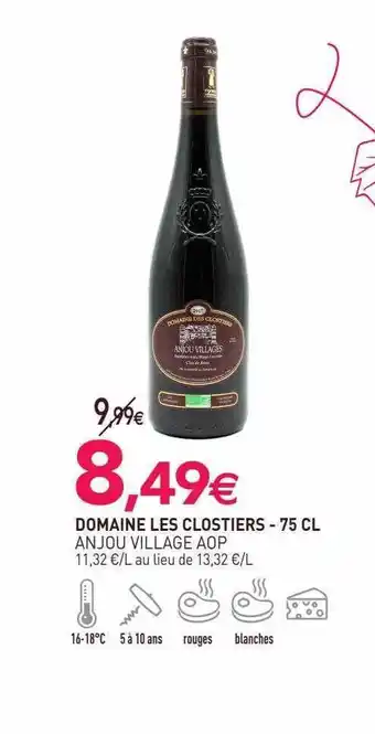 naturéO Domaine les clostiers anjou village aop - 75 cl offre