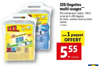 Lidl 320 Lingettes Multi-Usages offre