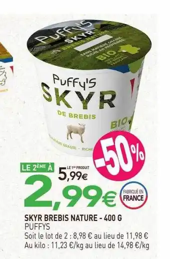 naturéO Skyr brebis nature puffys - 400 g offre
