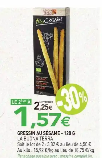 naturéO Gressin au sésame la buona terra - 120 g offre
