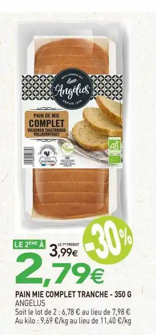 naturéO Pain mie complet tranche angelus - 350 g offre