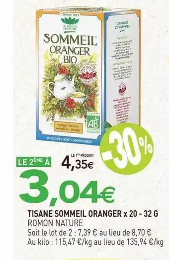 naturéO Tisane sommeil oranger x20 romon nature - 32 g offre