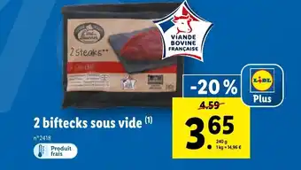 Lidl 2 Biftecks Sous Vide offre