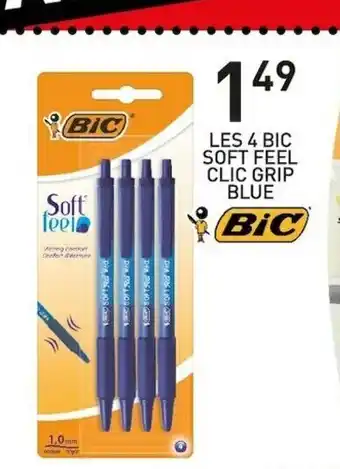 Stokomani LES 4 BIC SOFT FEEL CLIC GRIP BLUE offre