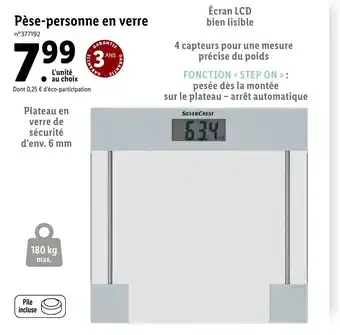 Lidl Pèse-Personne En Verre offre