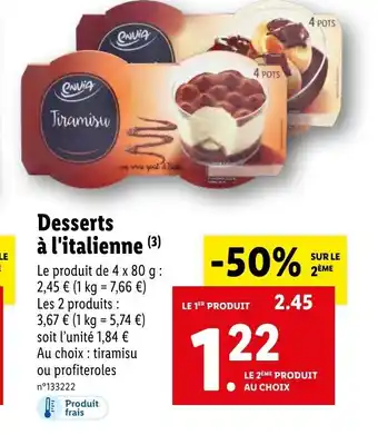 Lidl Desserts A L'italienne offre