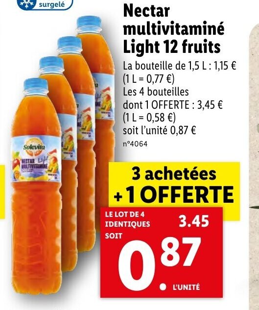 Promo Nectar Multivitaminé Light 12 Fruits chez Lidl