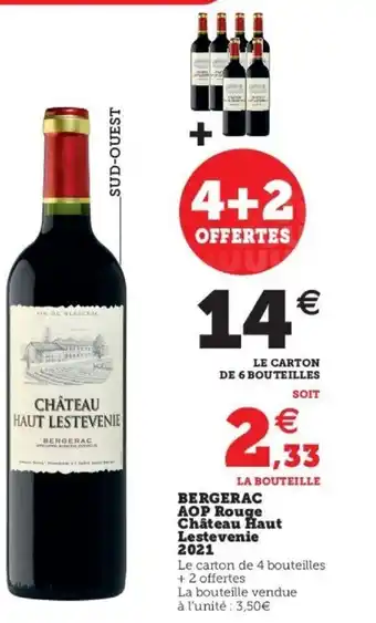 Super U Bergerac Aop Rouge Chateau Haut Lestevenie 2021 offre