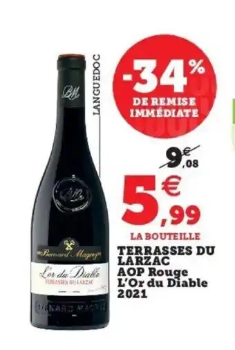 Super U Terrasses Du Larzac Aop Rouge L'or Du Diable 2021 offre