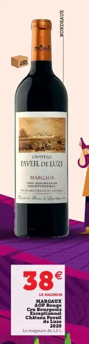 Super U Margaux Aop Rouge Cru Bourgeois Exceptionnel Chateau Paveil De Luze 2020 offre