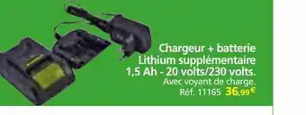 Provence Outillage Chargeur + batterie lithium supplémentaire 1,5 ah - 20 volts-230 volts offre