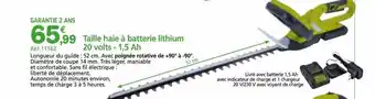 Provence Outillage Taille haie à batterie lithium 20 volts - 1,5 ah offre