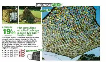 Provence Outillage Filet camouflage ou toile d'ombrage ajourée 120 g-m² offre