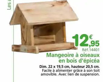 Provence Outillage Mangeoire à oiseaux en bois d'épicéa offre