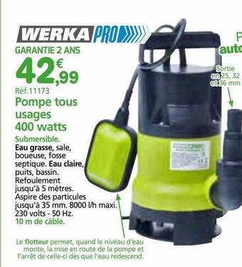 Provence Outillage Pompe tous usages 400 watts offre