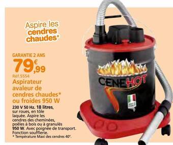 Provence Outillage Aspirateur avaleur de cendres chaudes ou froides 950 w offre