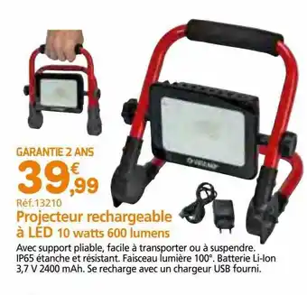 Provence Outillage Projecteur rechargeable à led 10 watts 600 lumens offre