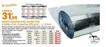 Provence Outillage Isolant métallisé avec double film à bulles d'air, 4 couches offre