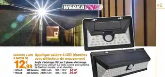 Provence Outillage Applique solaire à led blanches avec détecteur de mouvement werka pro offre