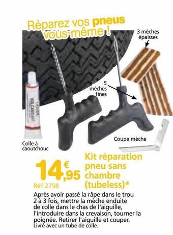 Provence Outillage Kit réparation pneu sans chambre offre