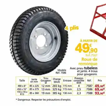 Provence Outillage Roue de remorque offre