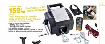 Provence Outillage Treuil électrique 5t marche avant et arrière 12 volts 300 watts avec télécommande sans fil offre