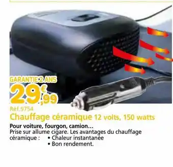 Provence Outillage Chauffage céramique 12 volts, 150 watts offre