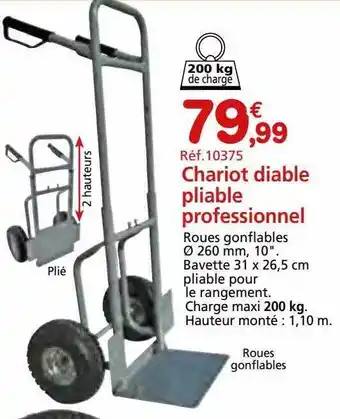 Provence Outillage Chariot diable pliable professionnel offre