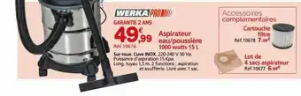 Provence Outillage Aspirateur eau-poussière 1000 watts 15l werka pro offre