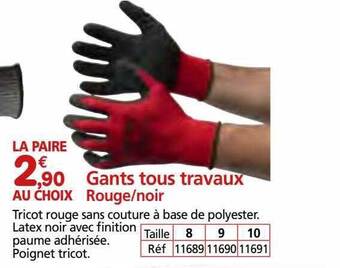 Provence Outillage Gants tous travaux rouge-noir offre