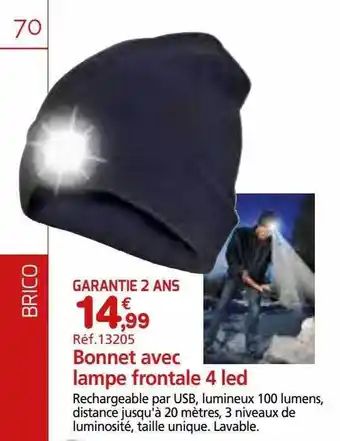 Provence Outillage Bonnets avec lampe frontale 4 led offre