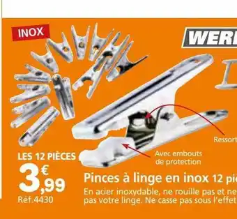 Provence Outillage Pinces à linge en inox 12 pièces werka pro offre