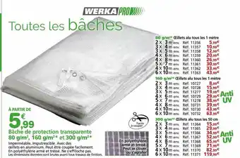 Provence Outillage Bâche de protection transparente 80 g-m², 160 g-m² et 300 g-m² werka pro offre