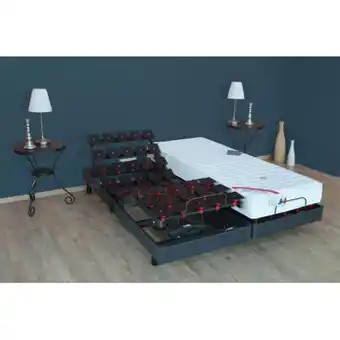 3 suisses Selenia - lit de relaxation matelas mousse à mémoire de forme et sommier electriques à plots multidirectionnels gris leina - offre
