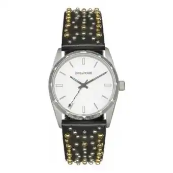 3 suisses Zadig & voltaire - montre zadig & voltaire zvf402 - montre bracelet cuir noir clouté femme - montre femme offre