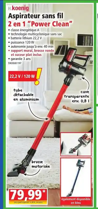 Norma Aspirateur Sans Fil 2 en 1 "Power Clean" offre