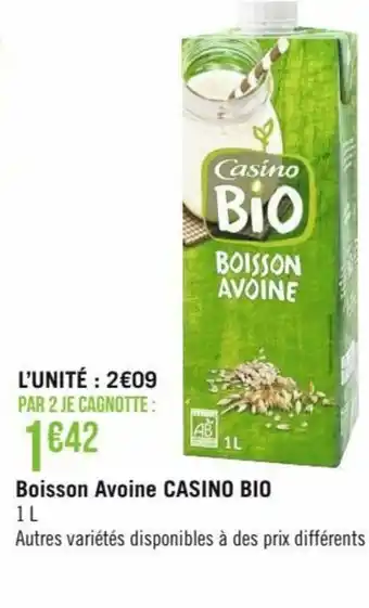Casino Supermarchés Boisson Avoine Casino Bio offre