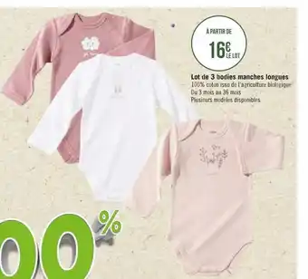 Lot de 3 Bodies Manches Longues