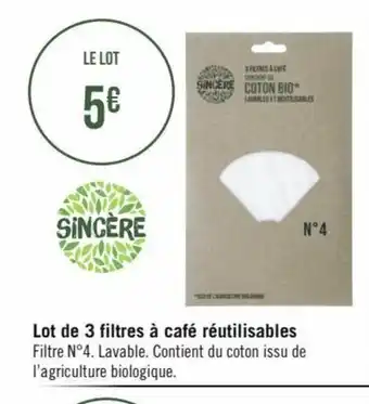 Casino Supermarchés Lot de 3 Filtres à café réutilisables offre