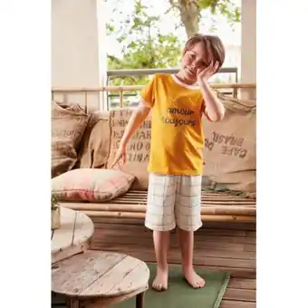 3 suisses Mon p'tit dodo - pyjama short garçon jaune/ecru - la mode enfant offre