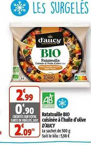 Coccimarket Ratatouille bio cuisinée à l'huile d'olive d'aucy offre