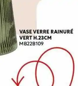 Maxi Bazar Vase verre rainuré vert offre