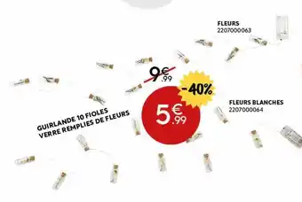 Maxi Bazar Guirlande 10 fioles verre remplies de fleurs offre