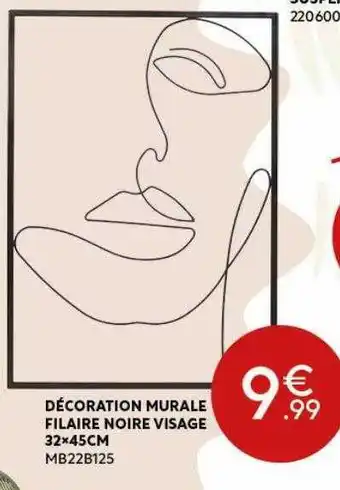 Décoration murale filaire noire visage