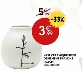 Maxi Bazar Vase céramique beige ornement branche offre